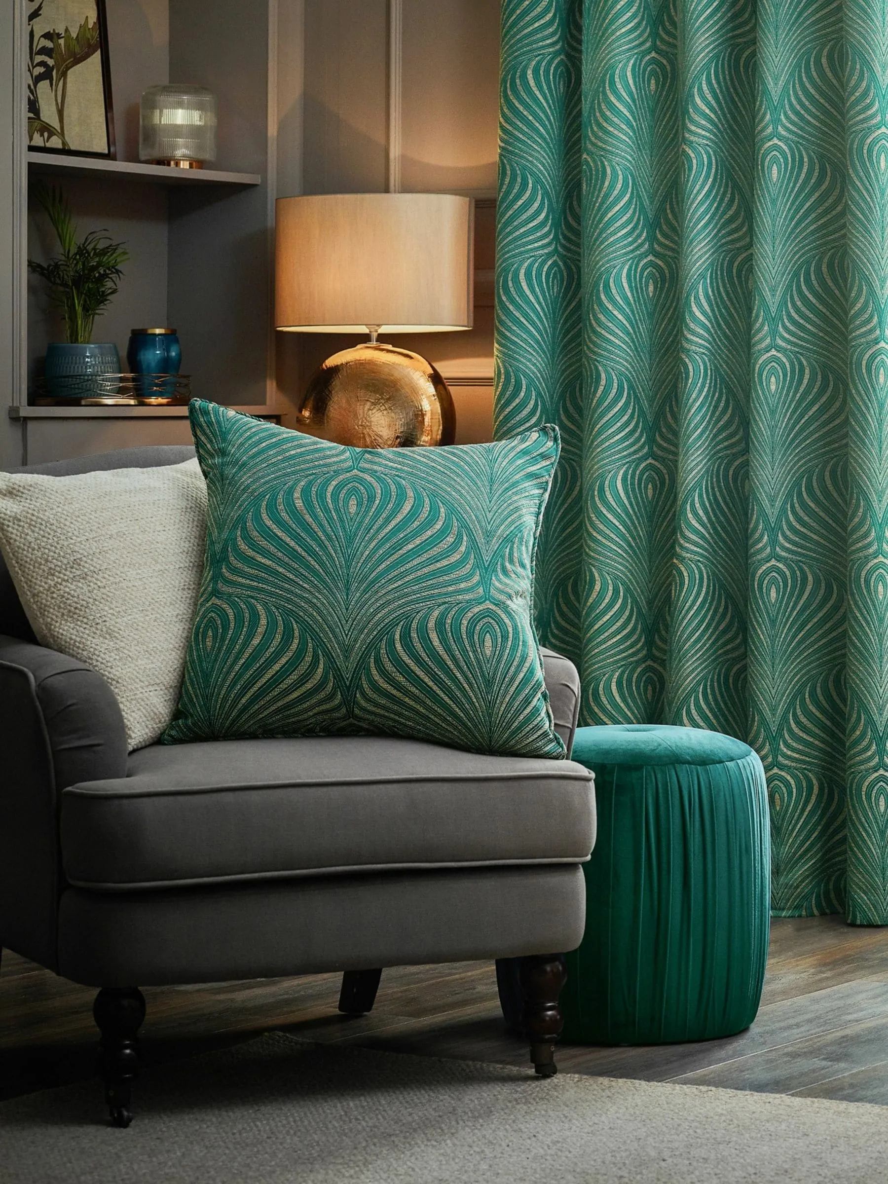 Riva Paoletti Emerald Gatsby Jacquard Eyelet Cushion